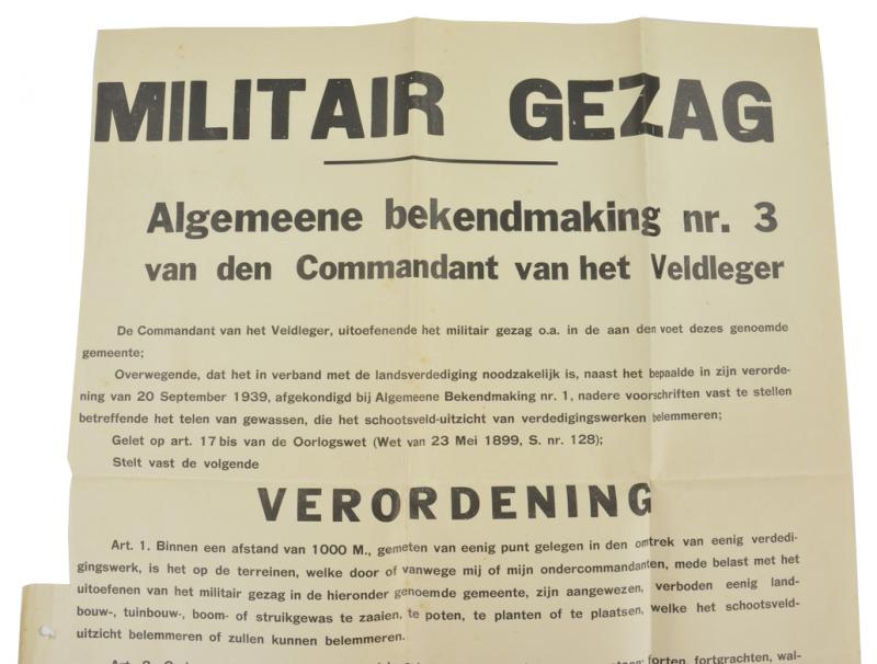 Dutch Military Authority Poster 'Regulation'