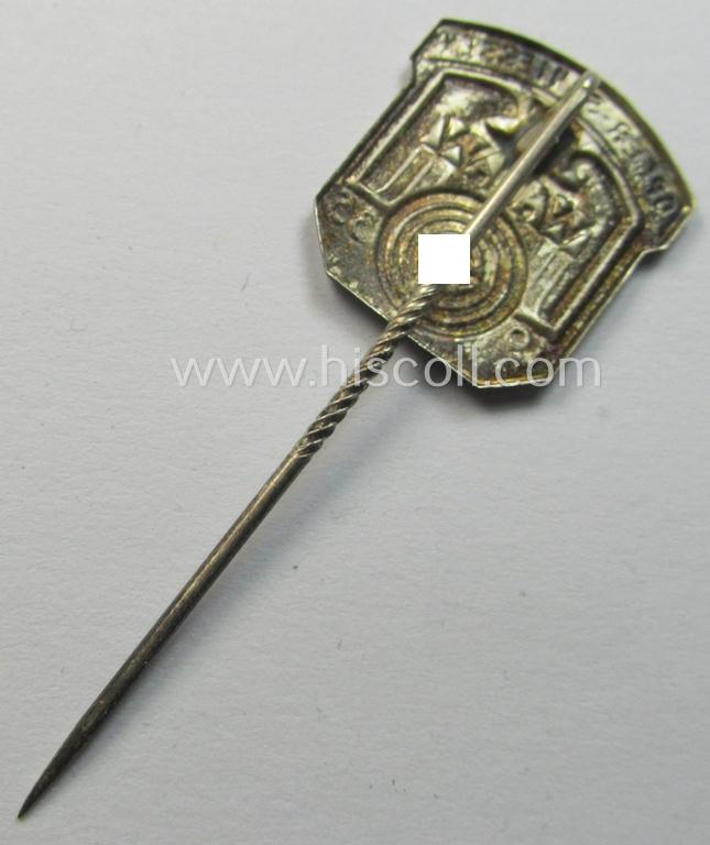 Attractive - and surely unusually found! - WHW- (ie. 'Winterhilfswerke'-) related commemorative shooting-contest lapel-pin entitled: 'Opfer-Schiessen - W.H.W. - 1935'