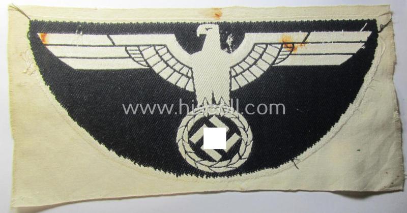 Attractive - and fairly large-sized! - example of a (typical) linnen-based WH 'Heeres'-related sport-shirt badge (ie. 'Brustadler für Sportanzug') as was executed in the neat 'BeVo-weave pattern