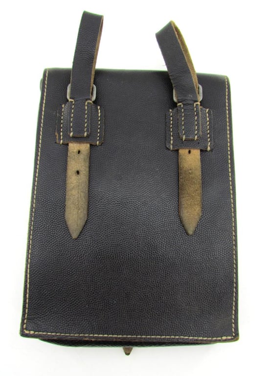 Wehrmacht Black Leather Map Case-Meldetasche