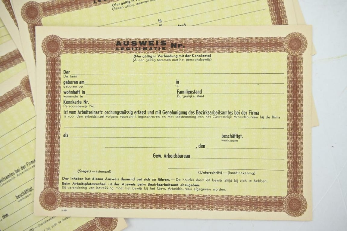 German Dutch Occupation Ausweis Paper