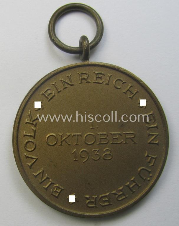 WH Czech-occupation- (ie. 'Anschluss'-) medal: '1. Oktober 1938' being a neat (and virtually mint!) example that came together with its full-length ribbon as issued and/or recently found