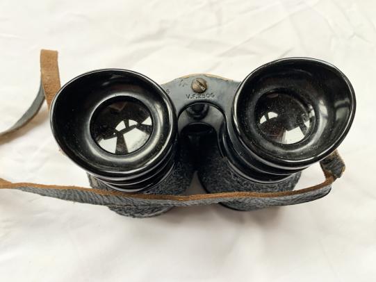 WW2 British Galilean Binoculars & Leather Case