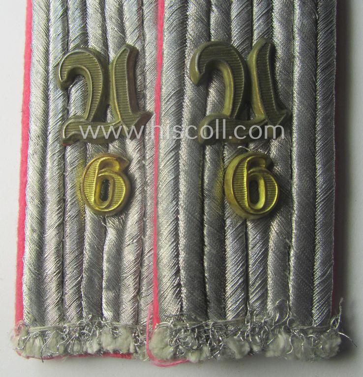 Pair of - truly used- and/or worn! - WH (Heeres) 'cyphered' officers'-type shoulderboards as was intended for a: 'Leutnant u. Mitglied des Panzer-Aufklärungs-Abtlgs. 6'
