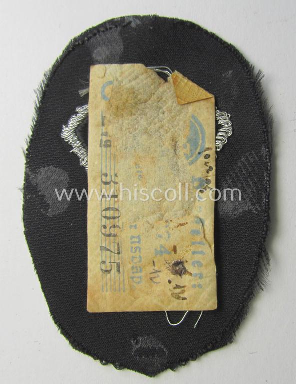 Attractive - and actually scarcely encountered! - N.S.K.K.- (ie. 'National-Socialistisches Kraftfahr-Korps'-) related armbadge as executed in neat 'BeVo'- weave pattern as was specifically intended for a: 'N.S.K.K. Sanitäts-Unterführer o. Mann'