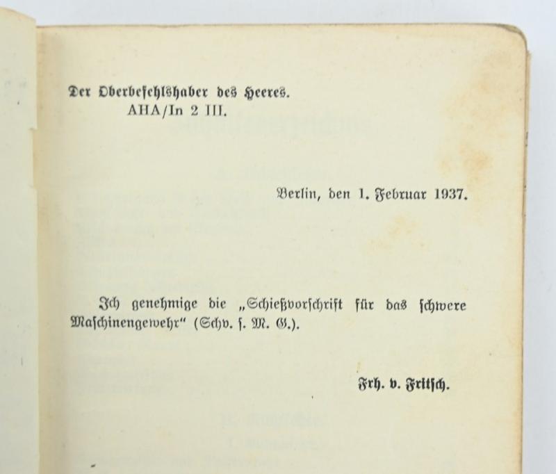 German WH Shooting Manual MG 1937