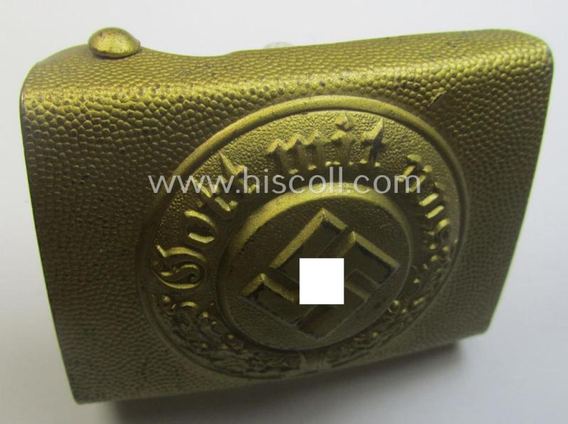 Bright golden-coloured- and/or steel-based: 'Wasserschützpolizei'-belt-buckle being a maker- (ie. 'C.T.D.' or: 'C.T. Dicke'-) marked example that comes in an overall wonderful condition