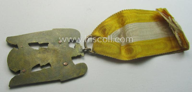 'Schlesisches Bewährungsabzeichen der II. Kl.' (or: 'Schlesischer Adler 2. Stufe') being a just moderately used example that comes mounted onto its full-length ribbon (ie. 'Bandabschnitt') as found