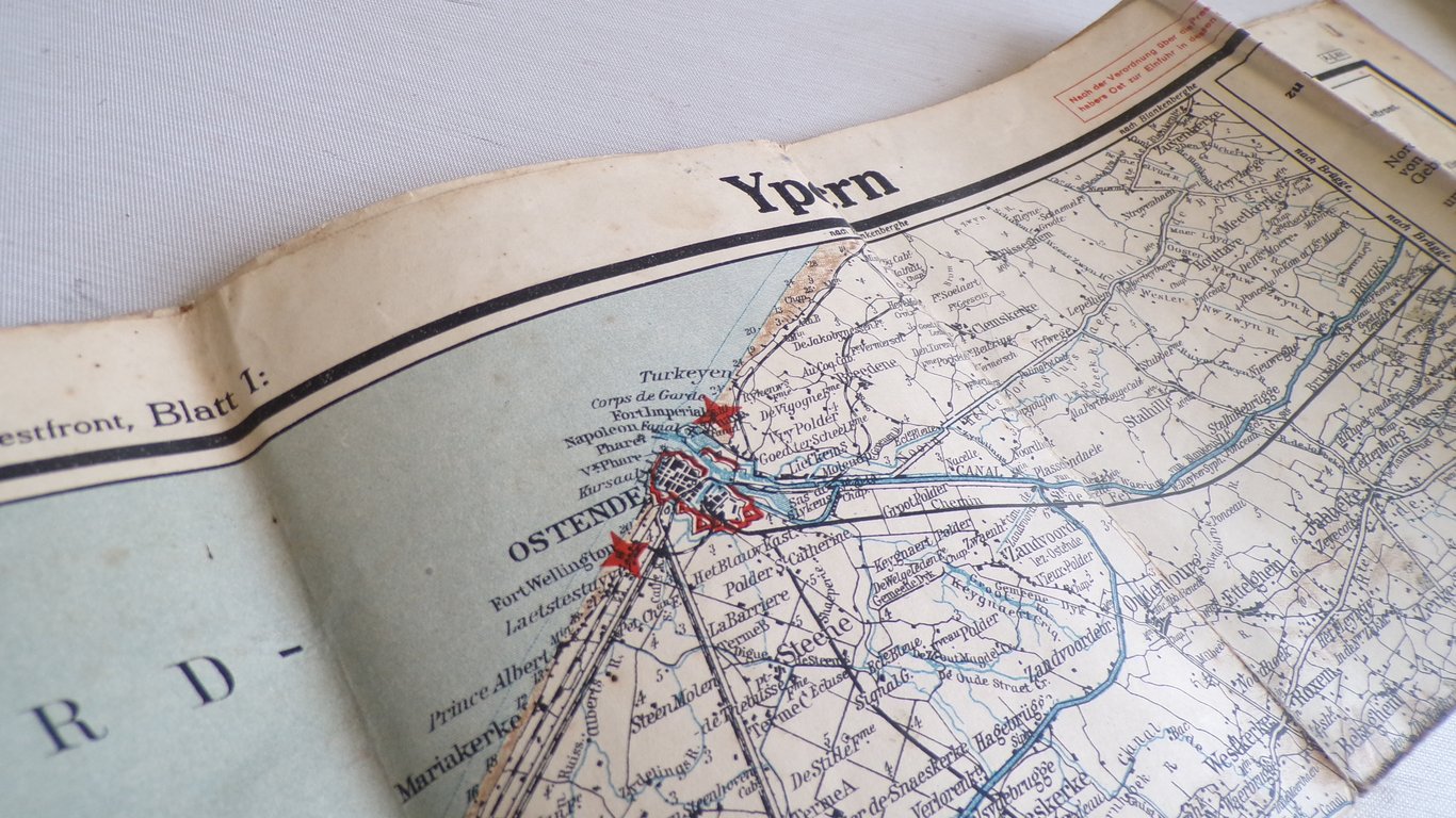 Early Brown Officer's Map Case with Ypern Map
