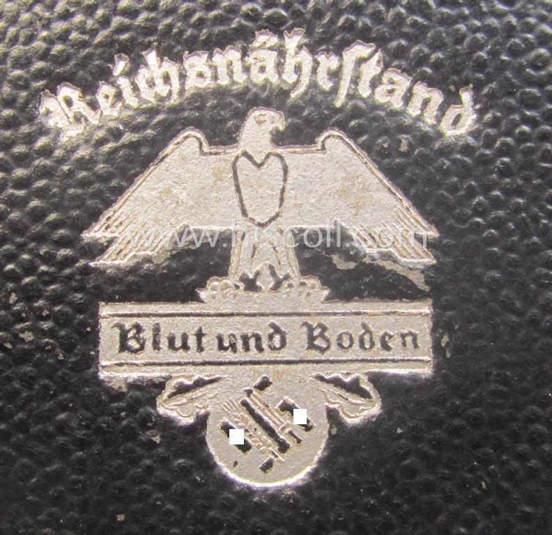 Reddish-bronze-toned, 'Reichsnährstand'- (ie. 'RNSt.'-) related, commemorative-award-plaque entitled: 'Reichsnährstands-Austellung - Blut und Boden - Leipzig 1939 - Lagerbutter' and that comes stored in its period etui