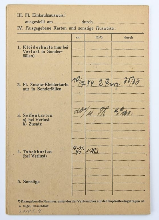 German Third Reich I.D. Card 'Fliegergeschädigte'