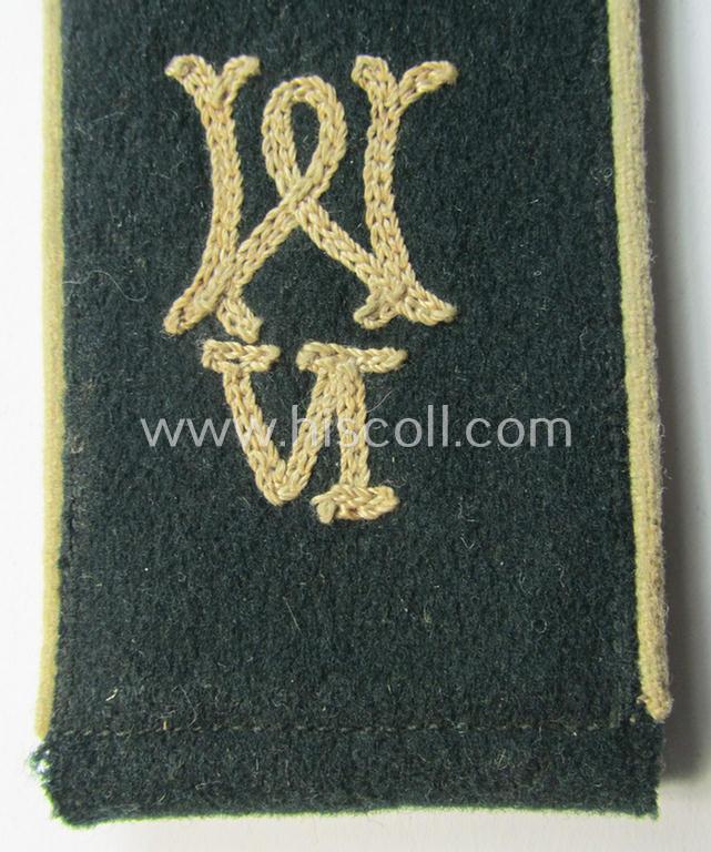 Attactive - albeit regrettably single! - WH (Heeres), early-war-period (ie. 'M36'- ie.: 'M40'-model- ie. rounded-style-) 'cyphered', EM-type shoulderstrap as was intended for a: 'Soldat u. Mitglied des Wehrkrkreis VI'