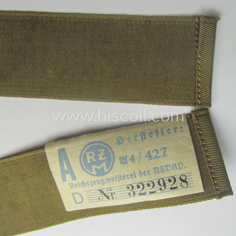 Superb - full length and 'flat-wire'-woven! - 'N.S.D.A.P.'- (ie. 'Politische Leiter'-) related cuff-title (ie. 'Ärmelstreifen') entitled: 'Ordensburgen' (being a 'virtually mint- ie. unissued' example that still retains its 'RzM'-etiket)