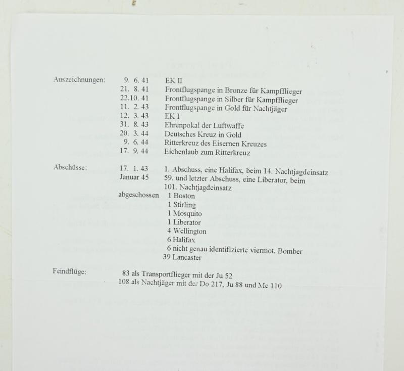 Signature of Luftwaffe KC-OLC&S Recipient 'Paul Zorner'