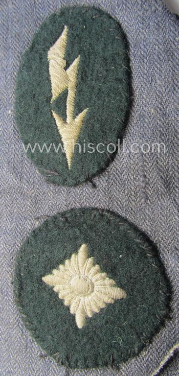 Unusual, 2-pieced (and carefully 'cut-out'!) WH (Heeres) insignia-grouping (that comes still mounted onto its piece of a period 'HBT'-tunic)