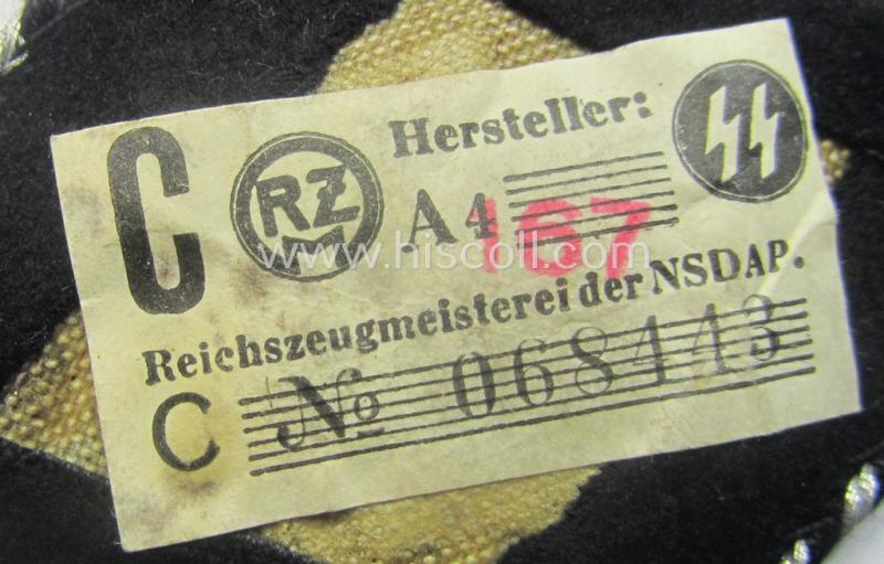 Stunning - and truly rarely encountered! - 'Allgemeine-SS' sleeve-diamond (ie.: 'Ärmelraute') as was worn by the members within the 'foreign', 'Allgemeine'-SS-units in both Norway, Belgium and the Netherlands (with its 'RzM'-etiket!)