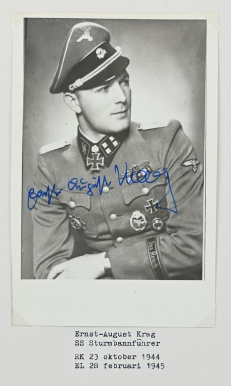Signature of Waffen-SS KC-OLC Recipient 'Ernst-August Krag'