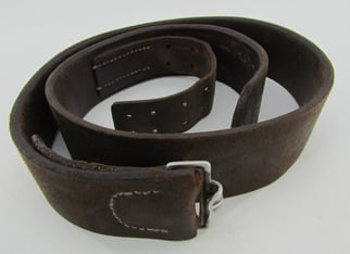Early Wehrmacht leather equipment belt with aluminum hook...