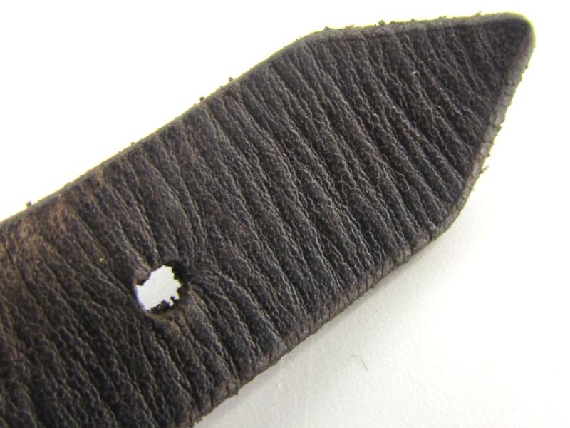 Early German helmet chin strap with aluminum buckle