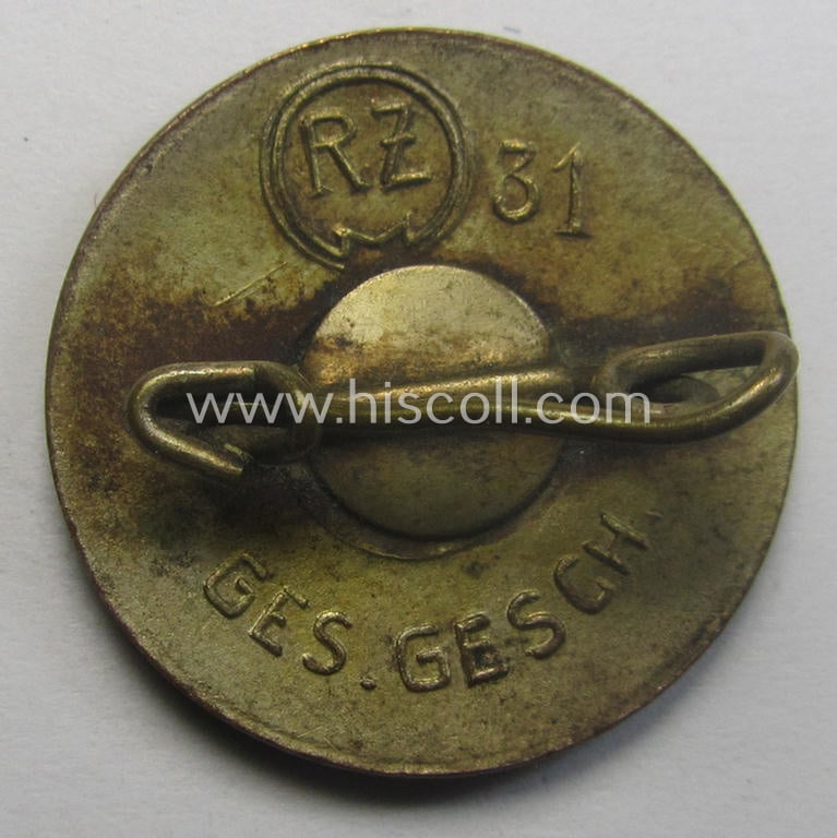 Rarely found 'N.S.D.A.P. - Parteiabzeichen' showing the makers'-designation: 'RzM' and/or: '31'(= 'Karl Pfohl - Pforzheim')