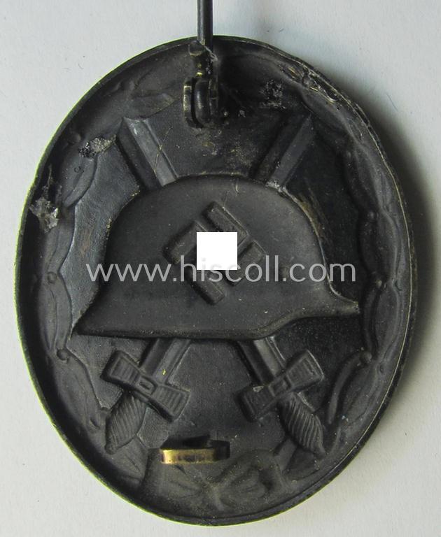 Neat - albeit non-maker-marked - example of a black-class wound-badge (or: 'Verwundeten-Abzeichen in Schwarz') that comes in an overall nice- (ie. just moderately used-), condition