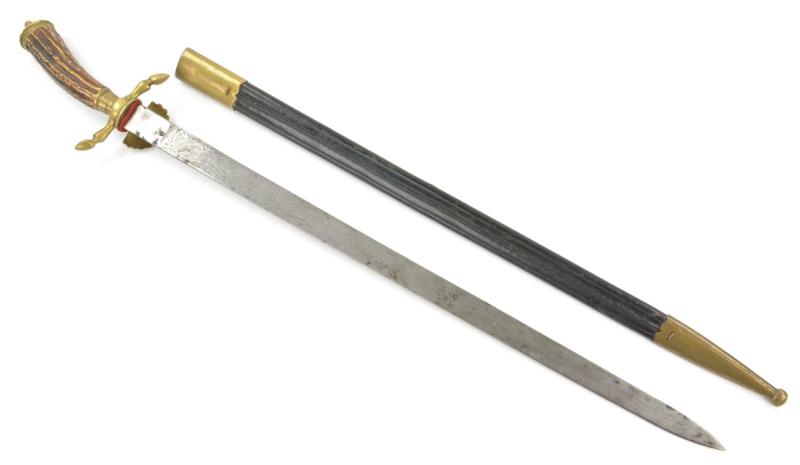German WW1 Etched Hirschfanger Jager Quillback Hunting Dagger