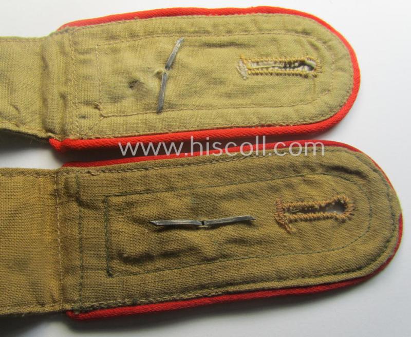 Pair of WH (Luftwaffe) 'tropical-styled', NCO-type shoulderstraps (as was specifically intended for usage onto the tropical-shirts ie. tunics) as was intended for a: 'Feldwebel. o. Wachtmeister der Flak-Art.-Trpn.'