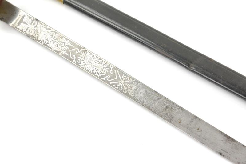 German WW1 Etched Hirschfanger Jager Quillback Hunting Dagger