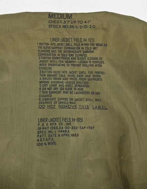 US M-1951 Combat Liner Jacket