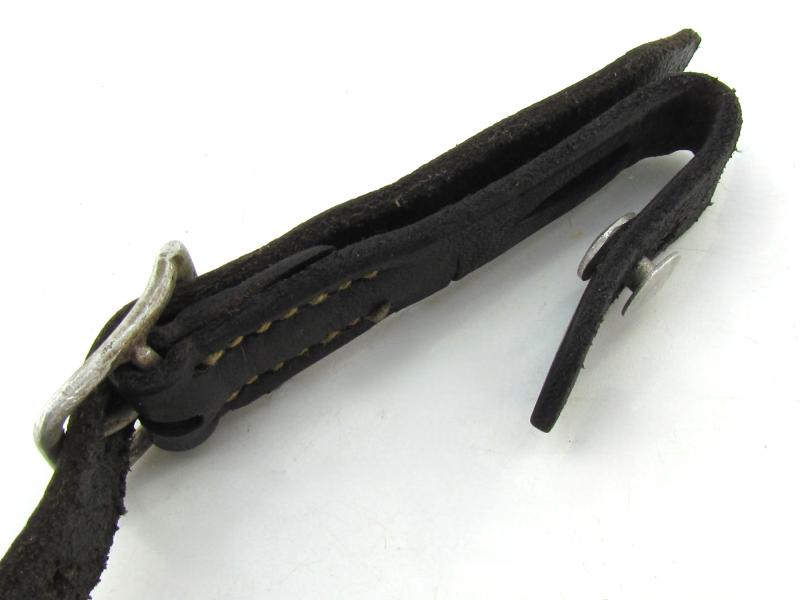 Early German helmet chin strap with aluminum buckle