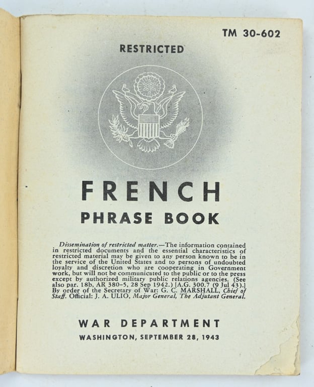US WW2 French Phase Book 1943