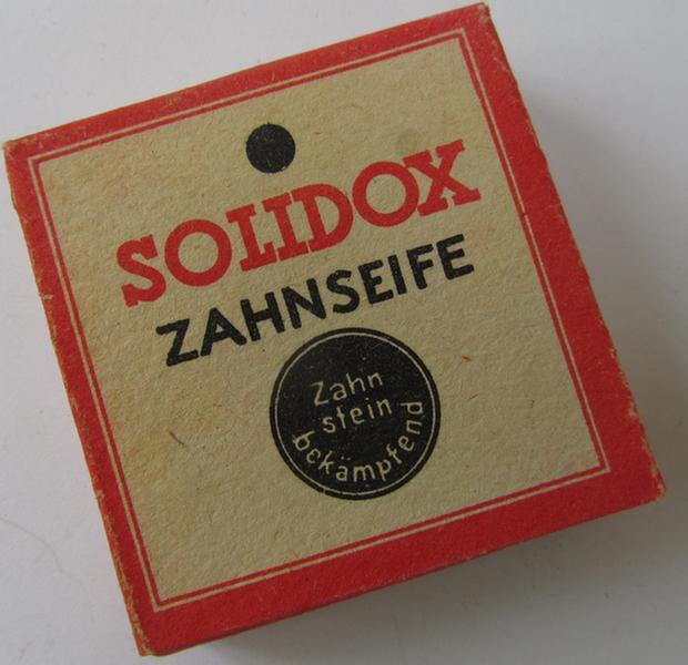 Unusual equipment-item: German WWII-era toothpaste (ie. 'Zahnseife') of the make 'Solidox' that comes in a mint- ie. unissued, condition
