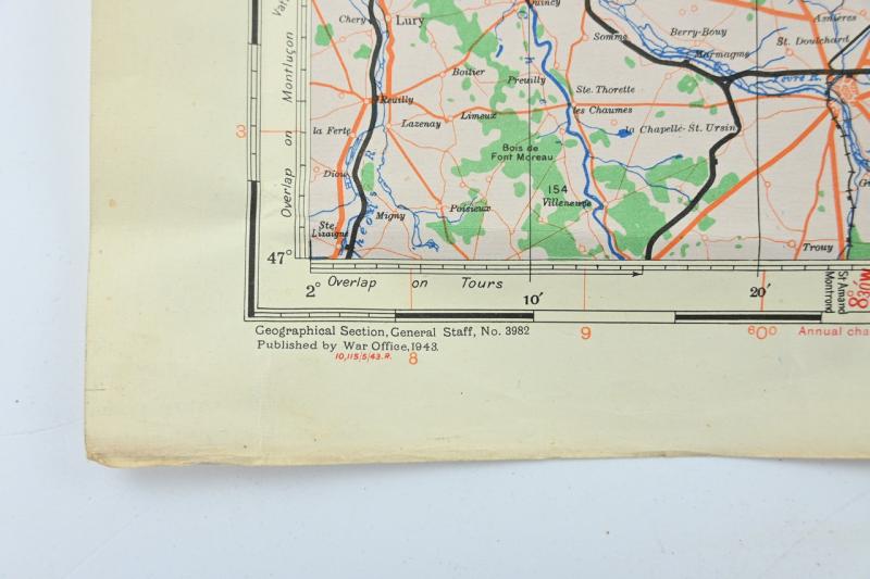US WW2 Mapcard of Bourges France