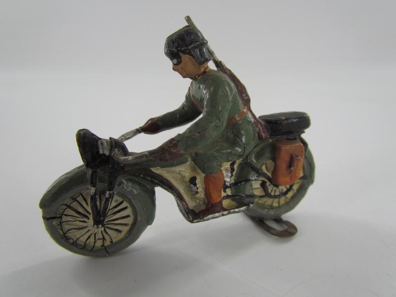 German Soldier On a Motor Bike ( Lineol )