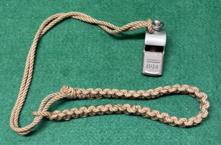 1914 Dated Artillery Whistle with Lanyard
