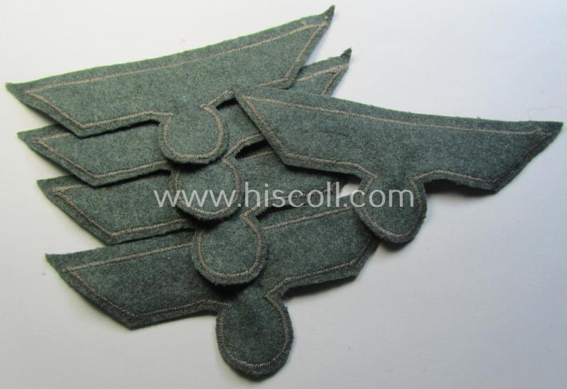 Superb, WH (Heeres) breast-eagle as executed in 'BeVo'-type-, so-called: 'flat-wire'-weave-pattern and pre-mounted on field-grey-coloured wool as was specifically intended for usage by soldiers (ie. NCOs) on their dress-tunics (ie. 'Waffenröcke...