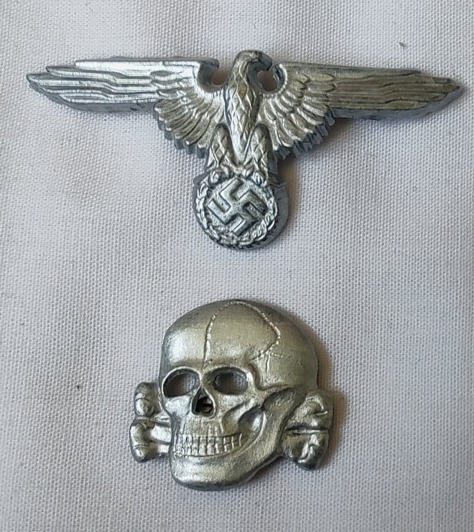 Reproduction Waffen-SS NCO/Officer aluminium visor TK and eagle