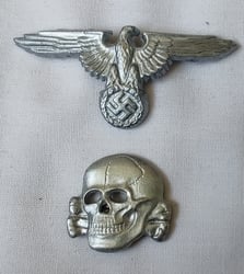 Reproduction Waffen-SS NCO/Officer aluminium visor TK and eagle