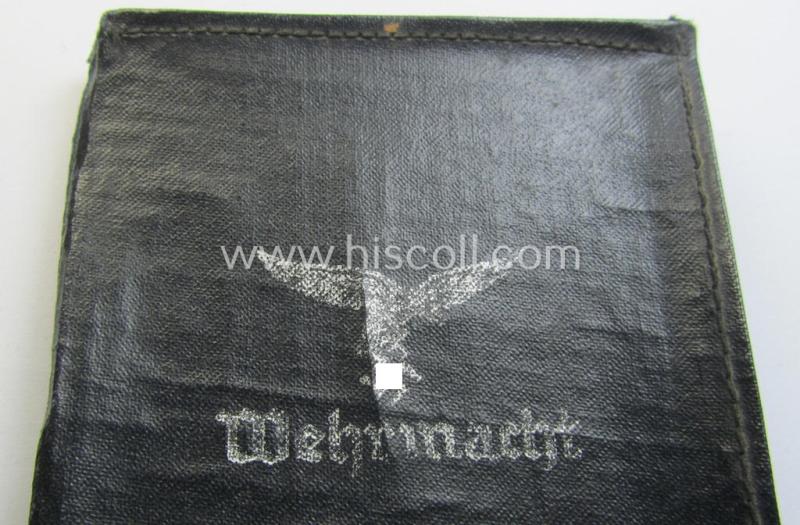 Attractive, period, WH (Luftwaffe) darker-blue-coloured- and/or artificial-leather protective ID-document-cover (ie. 'Hülle') as was intended for storage of a: 'Flieger-Ausweis' (or LW-pilots' identity-document)