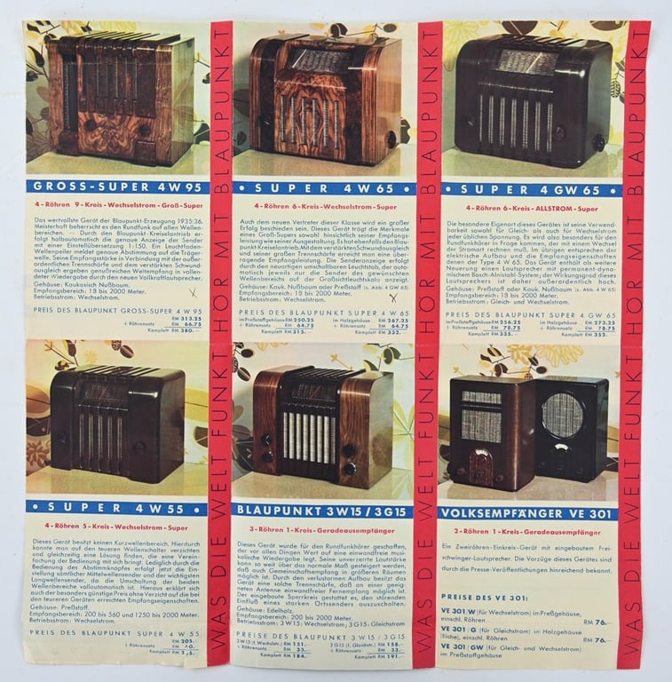 German WW2 Radio Advertising Flyer 'Blaupunkt'