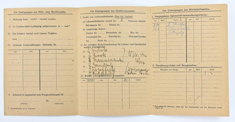 German Third Reich I.D. Card 'Fliegergeschädigte'