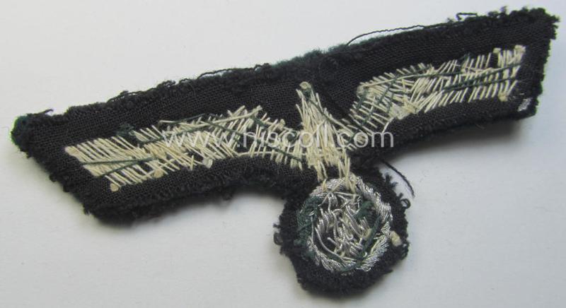 WH (Heeres) officers'-type, hand-embroidered breast-eagle (ie. 'Brustadler für Offiziere') as was executed in bright-silverish-coloured braid as was intended for usage on the various officers'-pattern tunics