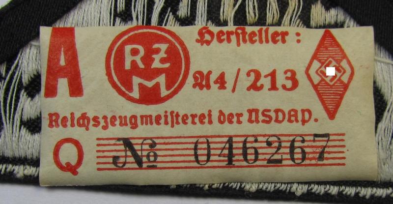 'HJ' ('Hitlerjugend') ie. 'BDM' ('Bund Deutscher Mädel'-) district-triangle (ie. 'Gebietsdreieck') entitled: 'Südost Steiermark' (being a 'virtually mint- ie. unissued' example that still retains its paper-based 'RzM'-etiket)