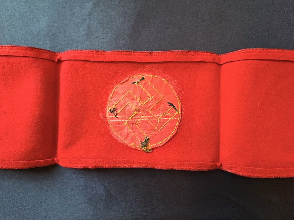 GERMAN WWII AUTHENTIC NSDAP POLITICAL LEADERS THIRD REICH GAU LEVEL ARMBAND WITH RZM PAPER TAG.