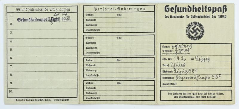 German NSDAP Health Pass