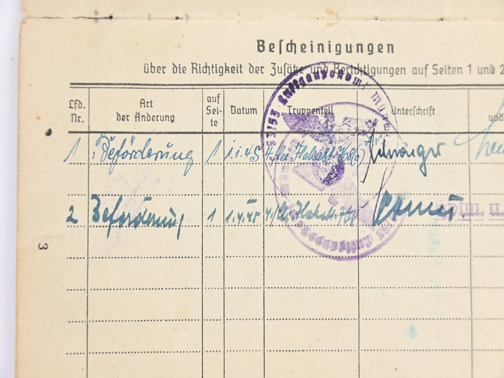 German LW Soldbuch Flakabteilung 768