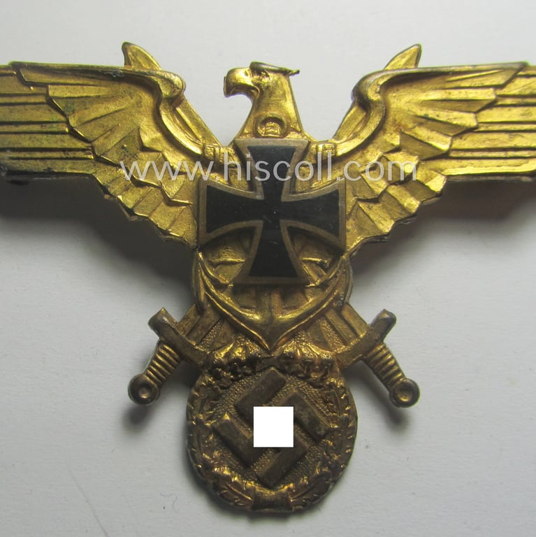 Interesting, veteran-related 'N.S.R.K.B.'- (ie. 'Nationalsocialistischer Reichskriegerbund'-) bright-golden-toned: 'N.S.R.K.B.'-breast-eagle-device