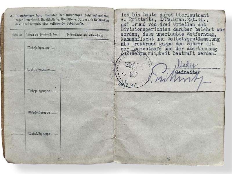 "Grossdeutschland'' Soldbuch -Heinz Mader-