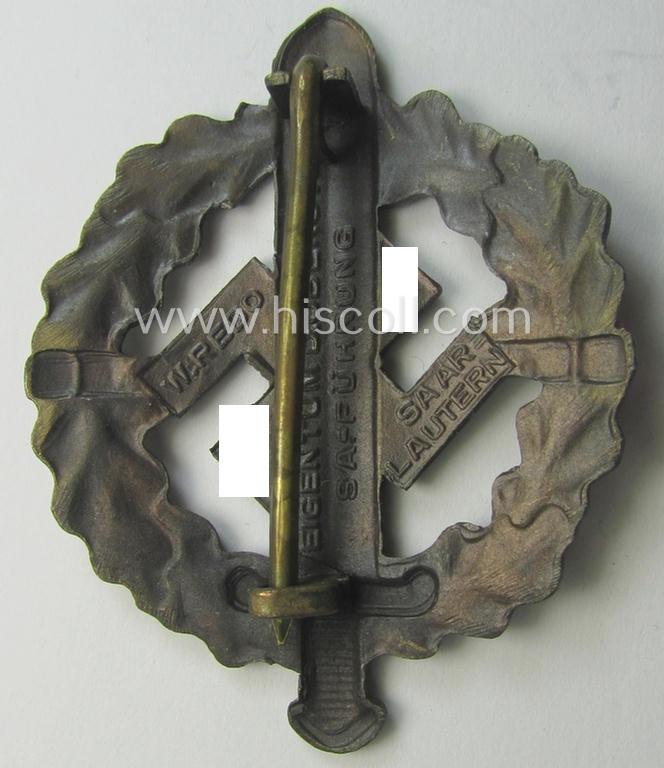 'SA-Sportabzeichen in Bronze' by 'W. Redo - Saarlautern' that is void of an an impressed bearers'-number