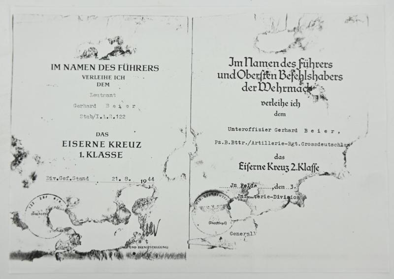 Signature of Wehrmacht Heer KC Recipient 'Gerhard Beier'